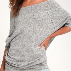 Casual Magic Heather Grey Off-the-Shoulder Sweater Top
